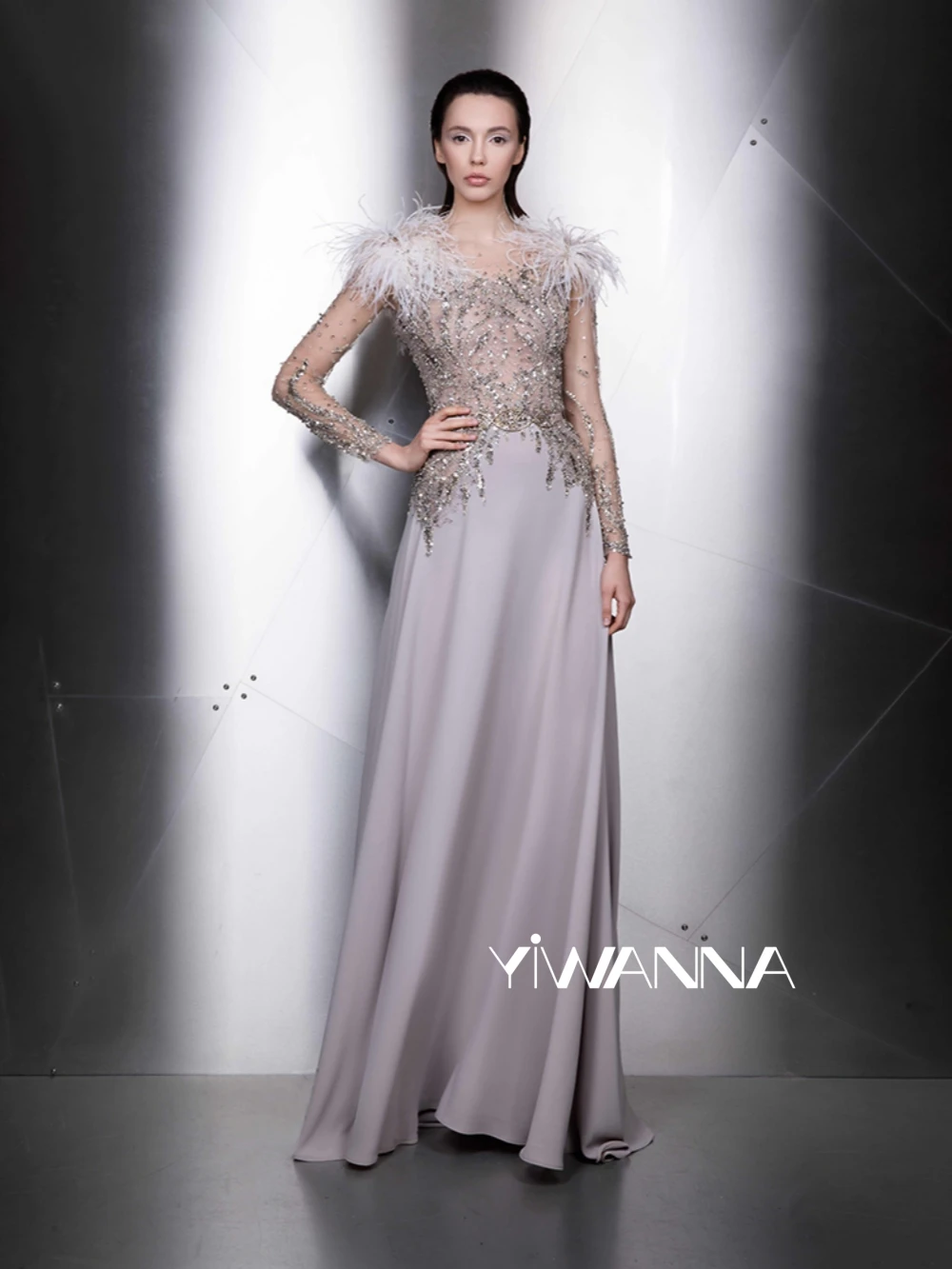 

Illusion Beaded Long Sleeve Mother Of The Bride Dress For Wedding Luxury Elegant A-line Satin Evening Dress Customized 2025