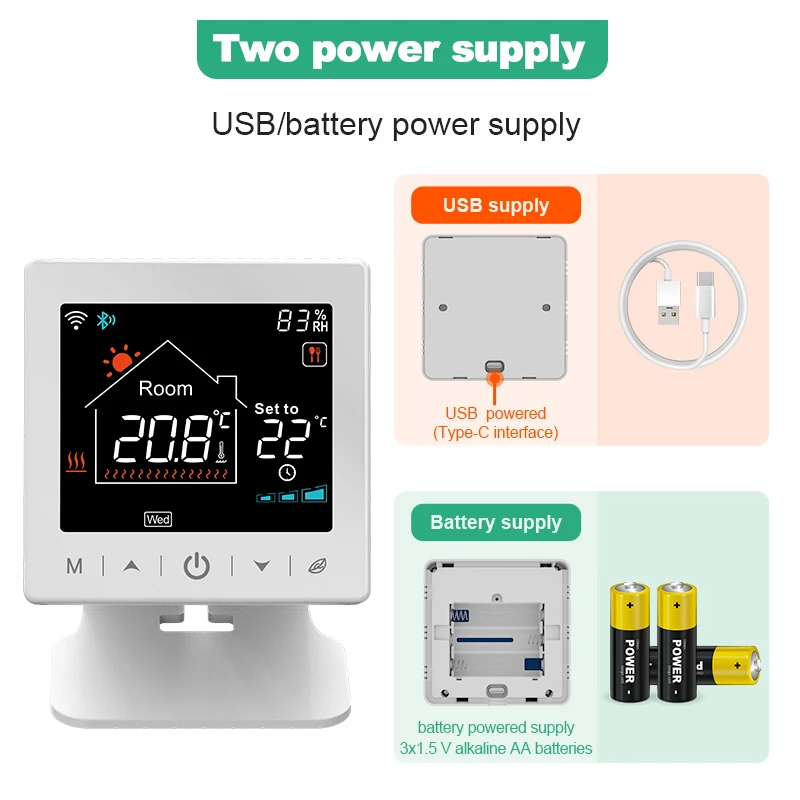 Termostato inalámbrico con Wifi para caldera, controlador de temperatura RF433 para calefacción de agua, funciona con Alexa, Google Home y Alice,