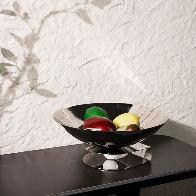 

Серебряный круглый декоративный сервисный поднос для семейного свадебного отеля, поднос для фруктов из нержавеющей стали