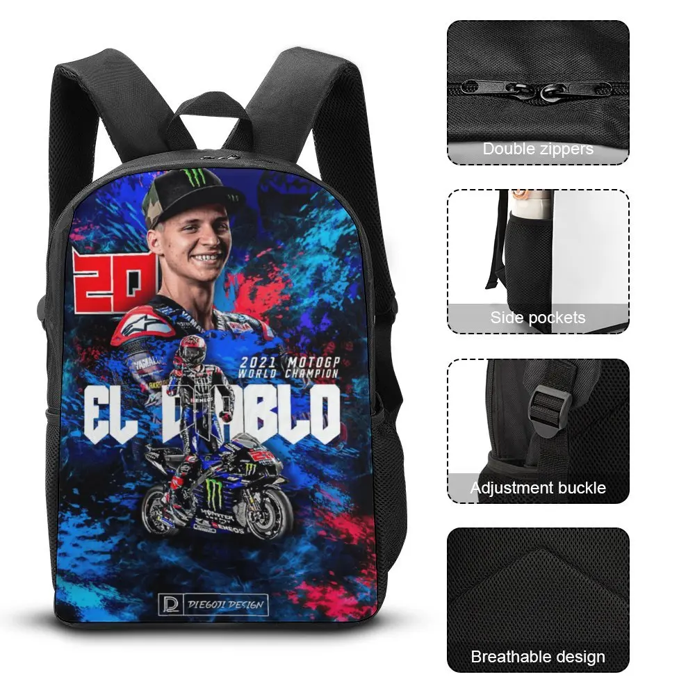 Fabio And Quartararo Durable Cosy Blanket Roll17 Inch Shoulder Backpack Vintage Schools Graphic