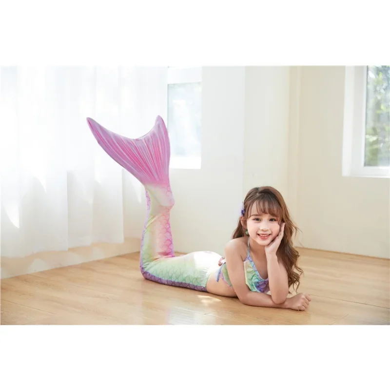 Girls Mermaid Tail with Monofin Fin Children Swimsuit Kids Bikini Swimming Swimsuit Beach Clothes for Girls Dress Costume