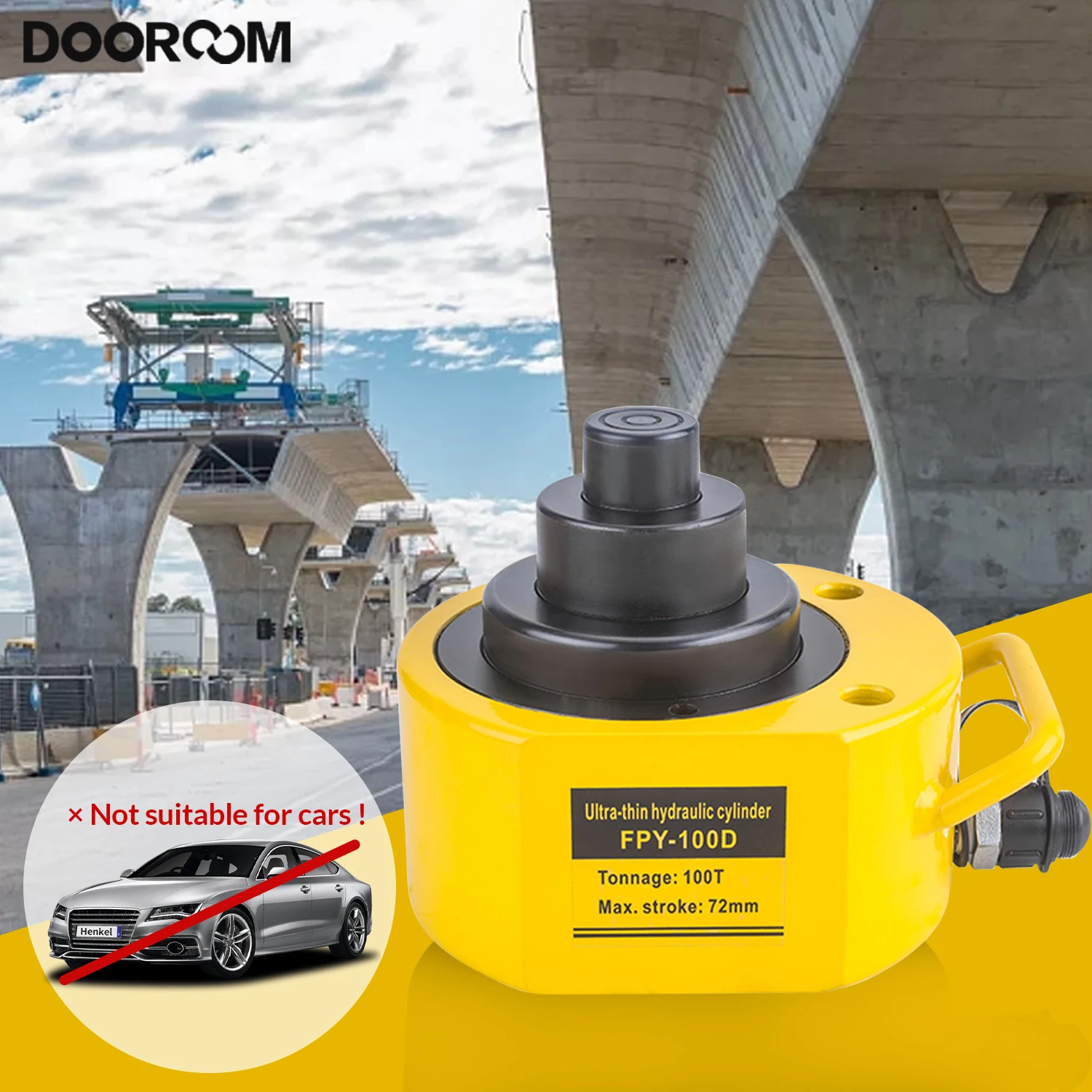 DOOROOM 10T-50T Hydraulic Ram Jack Multi-Section Stroke 24-65mm Hydraulic Cylinder Ultra-thin Multi-section Lifting Jack