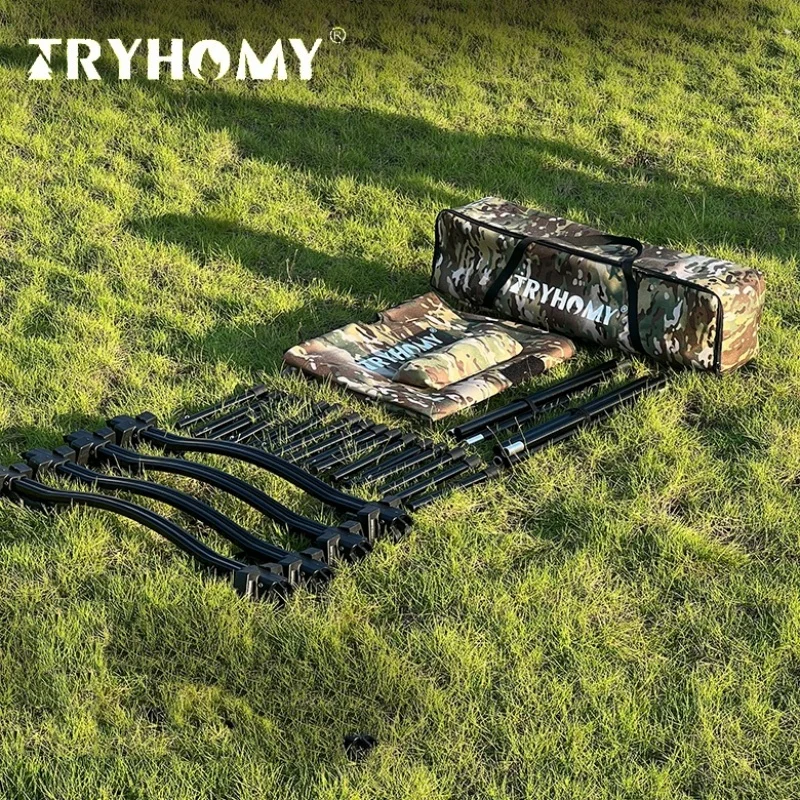 سرير تخييم Tryhomy للبالغين، سرير تخييم قابل للطي بعرض 210 × 80 سم، يدعم 350 رطل - سرير نوم محمول من سبائك الألومنيوم