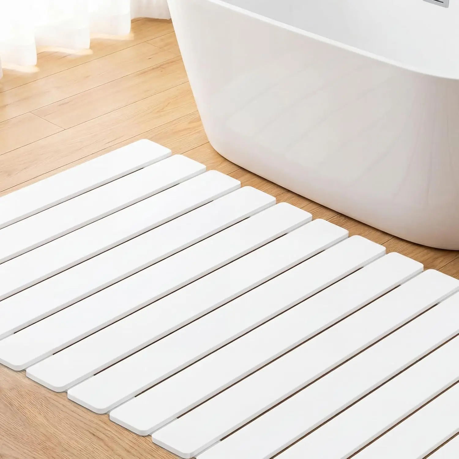 

Large Stone Bath Mat 31.2" x 23.3" - Foldable Diatomite Bath Mat with Anti-Slip Pad Quick-Dry Large Bathroom Non-Slip Ab
