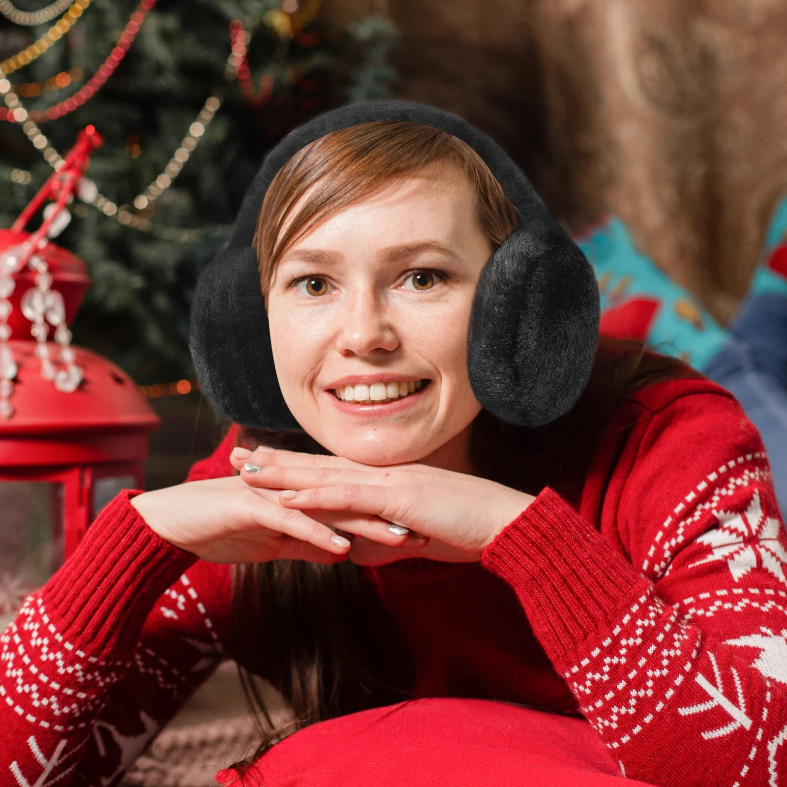 Winter Ear Warmer Black Soft Warm Headwear Outdoor Earmuffs Accessory Suitable for Women Ear Covers Earmuffs