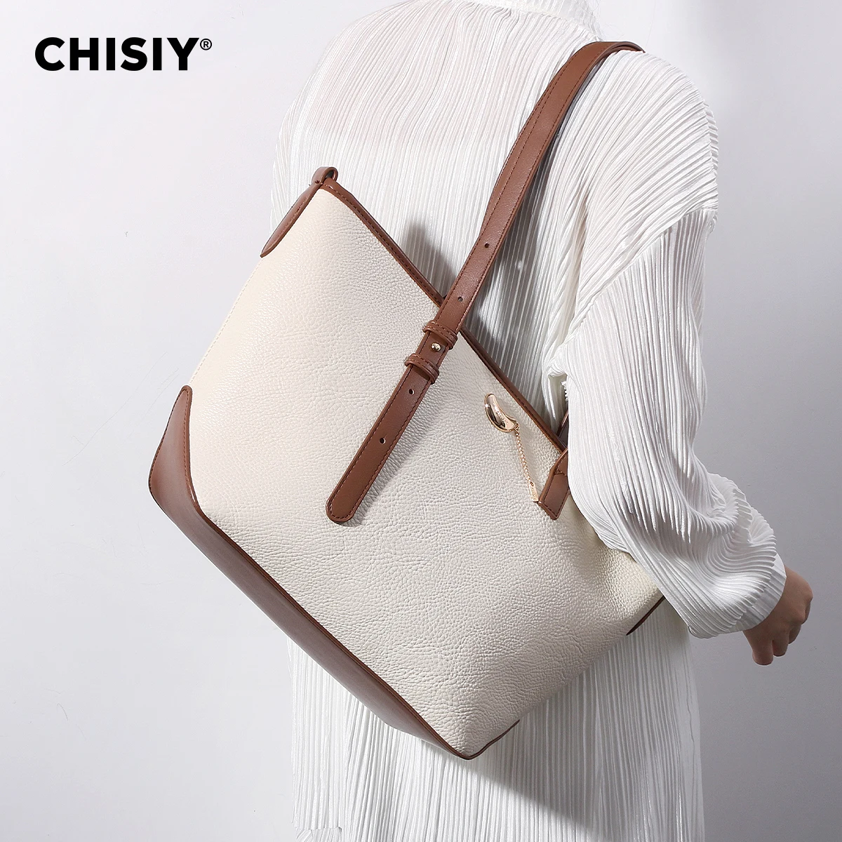 1 pc CHISIY Original Handmade Tote Bag,Shoulder Bag,Clutch,Spring, Summer Beige Bag,White Bag,Chic Affordable Functional