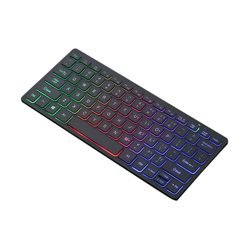 1PCS RGB Colorful Backlit 78keys Wired Keyboard Mini Small Size USB Set Home Office Universal Laptop Desktop External Keypad