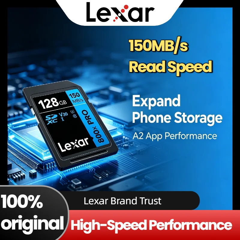 Lexar 800x PRO SD Card 128GB 64GB 32GB 256GB Memory Card Class 10 U3 V30 4K Video High Speed UHS I 150MB s for Camera