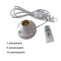 Base de lâmpada LED com temporizador, plug in, luz de parafuso sem fio, soquete para quarto de casa, controle remoto, E27