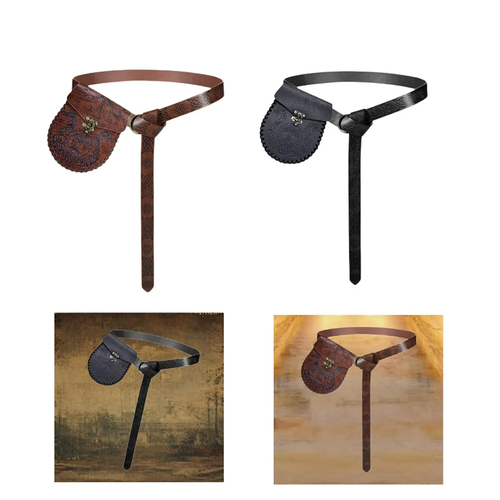 حزام القرون الوسطى من جلد البولي يوريثان مجموعة حقيبة قابلة للتعديل إكسسوار زي عتيق للمرحلة التنكرية دعائم صور الحفلات #1