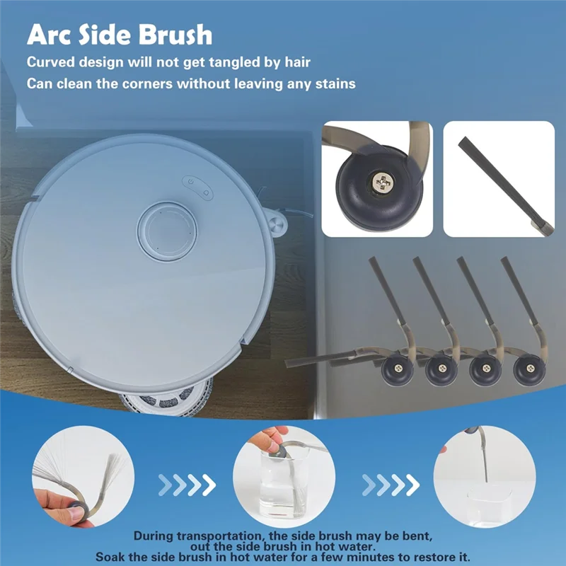 A03F-Robot Vacuum Cleaner For Roborock Qrevo Curv/P20 Pro Main Side Brush Hepa Filter Mop Cloth Dust Bag Accessories Set