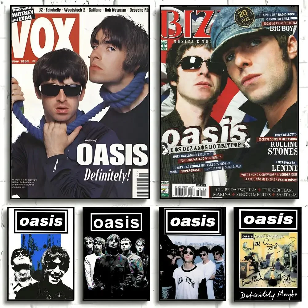 Band Oasis Poster Self-adhesive Art Waterproof Paper Sticker Coffee House Bar Room Wall Decor