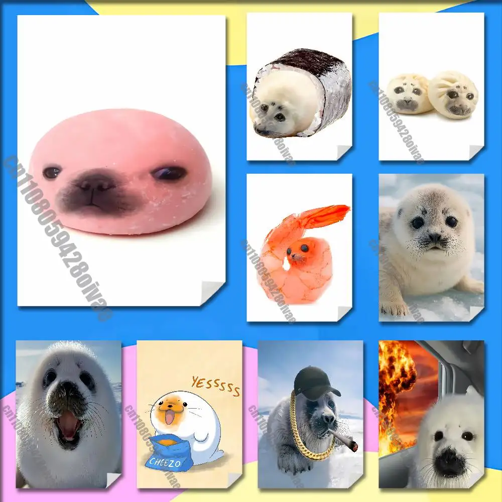

Seal Sea Cute Funny Poster Wall Sticker For Bedroom 30x40cm Self-adhesive Decoration Fans Playbill Cover
