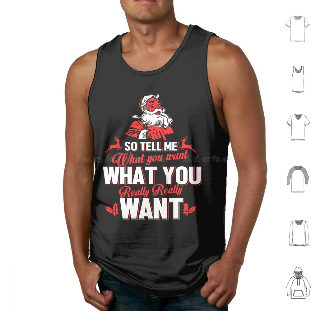 Father Christmas So Tell Me W You Want Tank Tops Vest Sleeveless Cigar Cerveza Christmas Ipa Cartoon Feliz Navidad