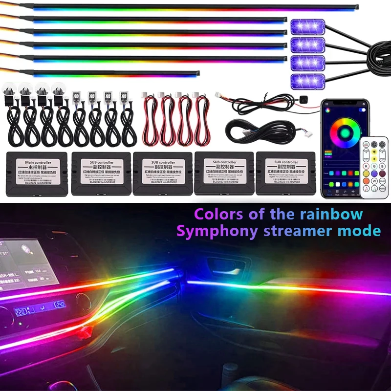 

LED 22 In 1 Neon Car Interior light Ambient Car Lights Decorative Acrylic Car Lamp Accesso For Full Universal Atmosphere