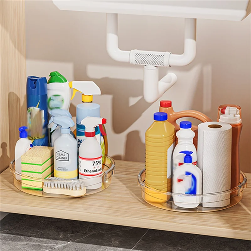 

ABKU-Clear Lazy Susan Organizer For Cabinet, Kitchen, Refrigerator Rotating Spice Organization