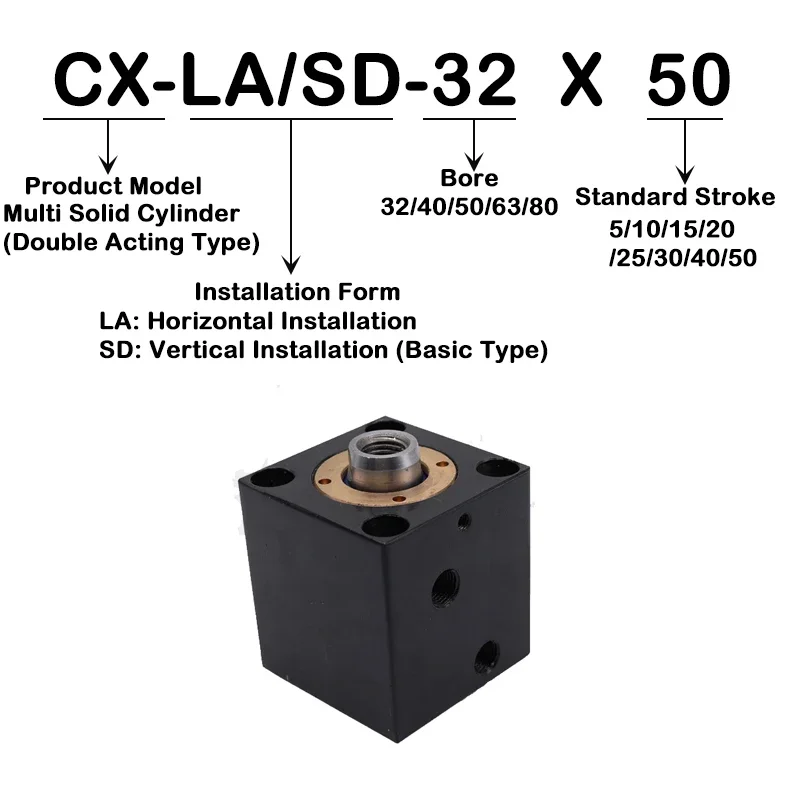 High Quality Small Hydraulic Cylinder Vertical Cylinder CX-SD/LA32/40/50/63X10/20/30/40/50 Square Thin Cylinder