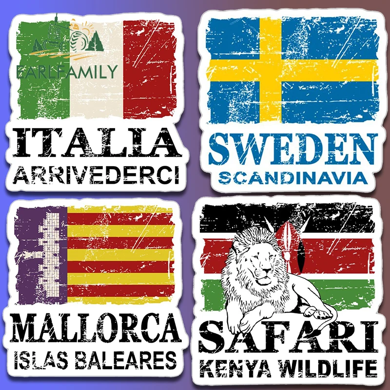 EARLFAMILY-pegatinas para coche, adhesivos gráficos con personalidad para ventanas, maletero, Protector de puerta de coche, 13cm, Vietnam, Safari, Italia, Mallorca