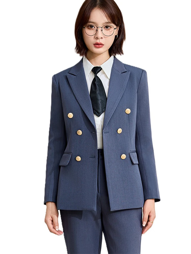 رمادي كحلي أسود المرأة بدل رجالي مكتب السيدات الأعمال ملابس العمل 2 قطعة مجموعة سترة رسمية وبنطلون