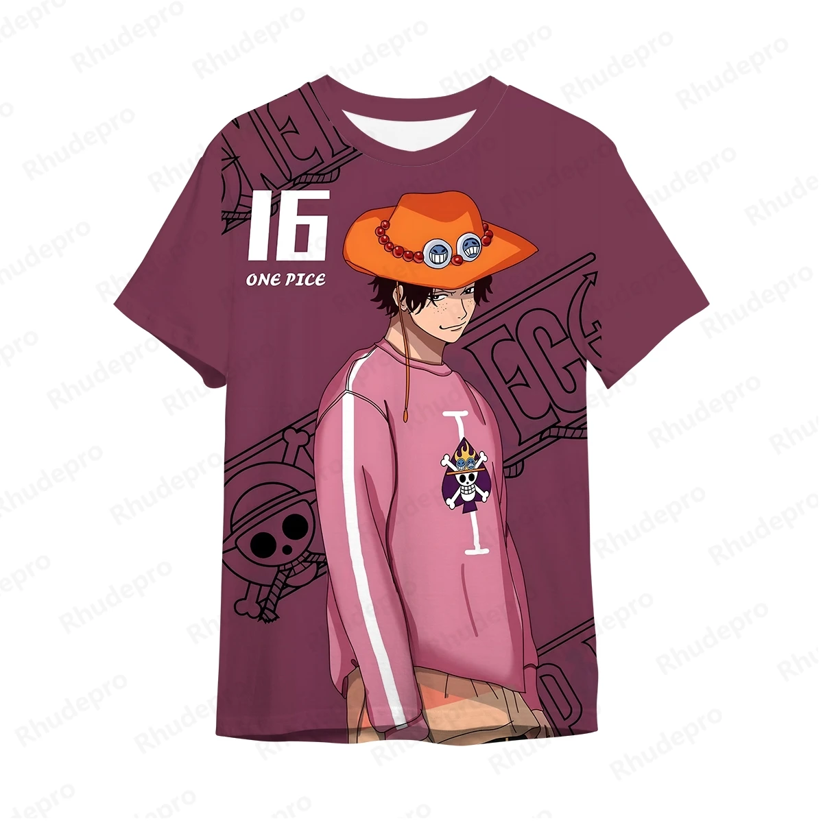 

2024 Summer New Men's Anime One Piece 3D Printing Cosplay T-shirt Women's Children's Street T-shirts Large Top Monkey D. Luffy