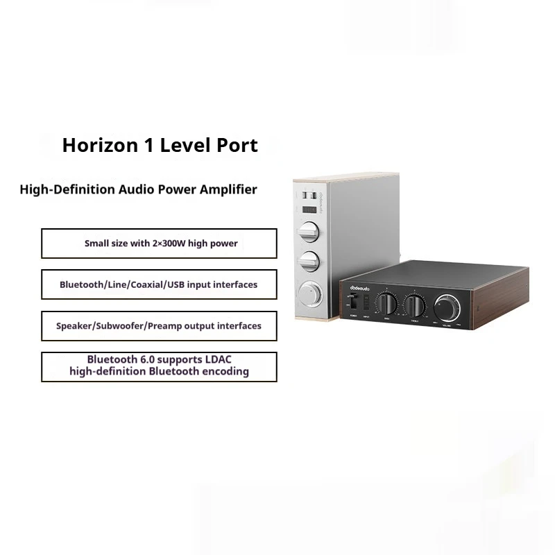 FiiO LEVEL1 Amplifier High-definition Audio Power Bluetooth6.0 SBC/LDAC Household HiFi Amplifier 600W SW/PRE Output With Knob