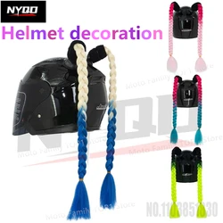 2pcs/pair New Multicolor Twist Dual Pigtail Ponytail With Sucker Motorcycle Helmet Braids Woman Braids Wig For Motorbike Helmet