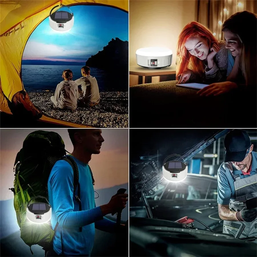 Neue Solar LED Camping Licht Outdoor USB wiederauf ladbare Power Bank Notfall Nacht markt Lichter wasserdichte tragbare Zelt lampen