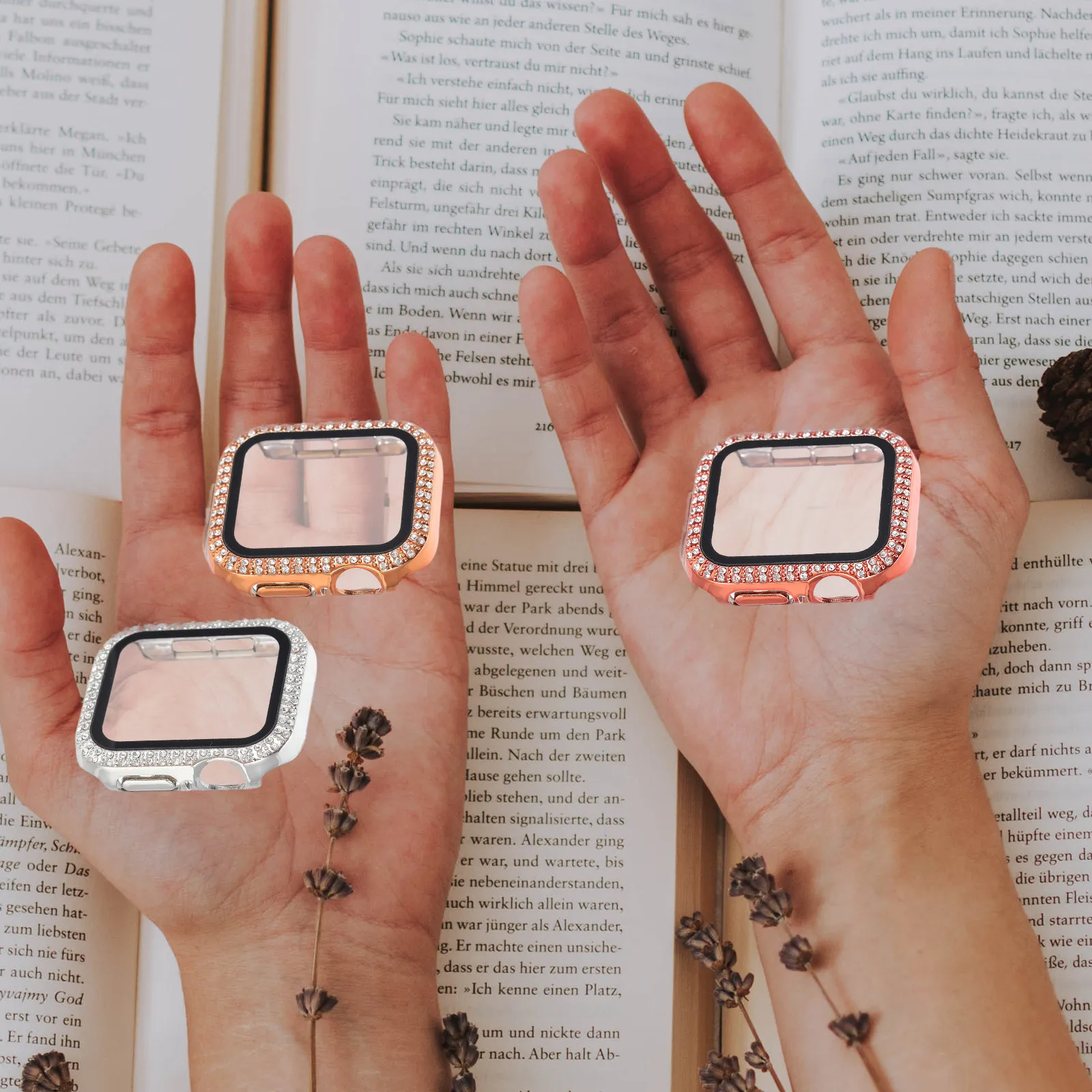 

5 шт. блестящих защитных чехлов для часов из поликарбоната с стразами, устойчивых к царапинам и ударам, декоративные чехлы для смарт-часов