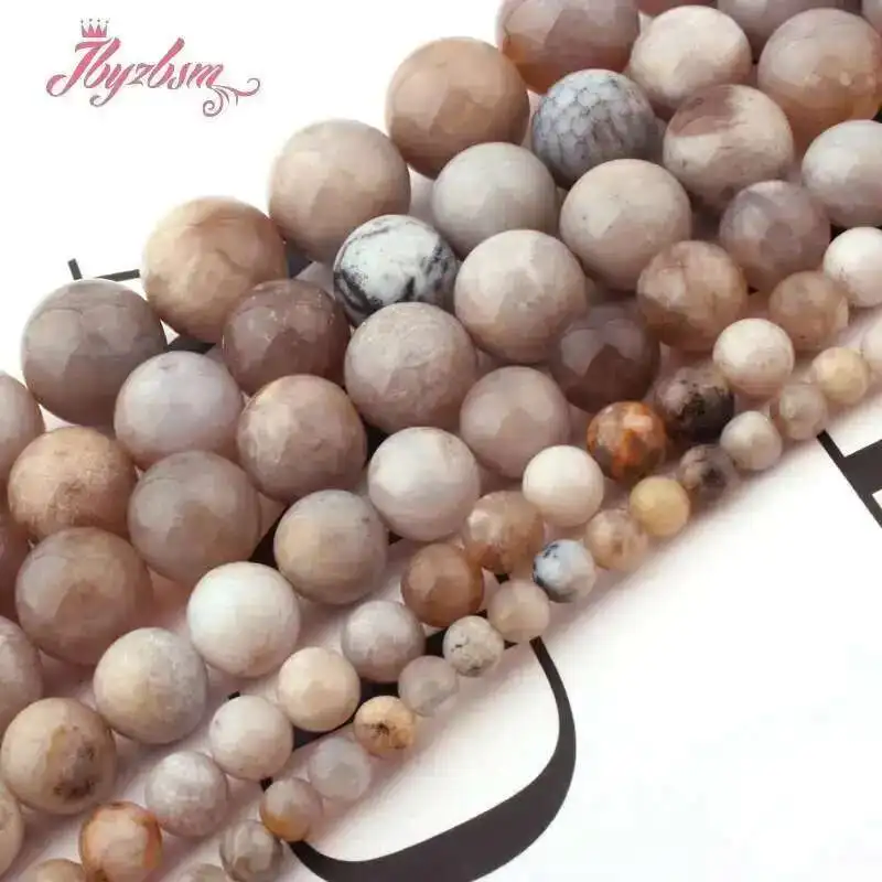

Natural Ocean Fossils Agate Round Stone Beads For Necklace Bracelets Jewelry Making Strand 15" 6mm/8mm/10mm DIY Loose Beads