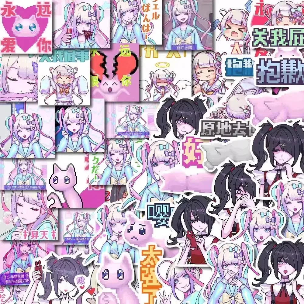 56 قطعة أنيمي مرساة فتاة ملصق لعبة شخصية المطر آمي تشان لطيف الديكور جراب هاتف السفر الأمتعة سكيت الشارات هدية