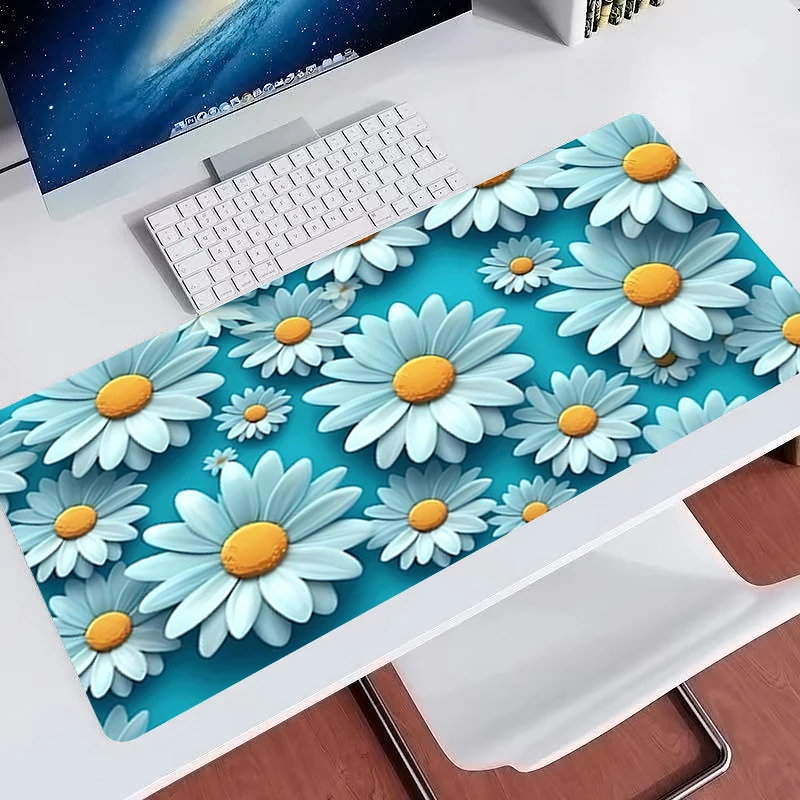 kawaii Mouse Pad Daisy Office Desk Mat Computer Mousepad Gaming Accessories Tablet Varmilo Keyboard Pad Large Gamer Mausepads