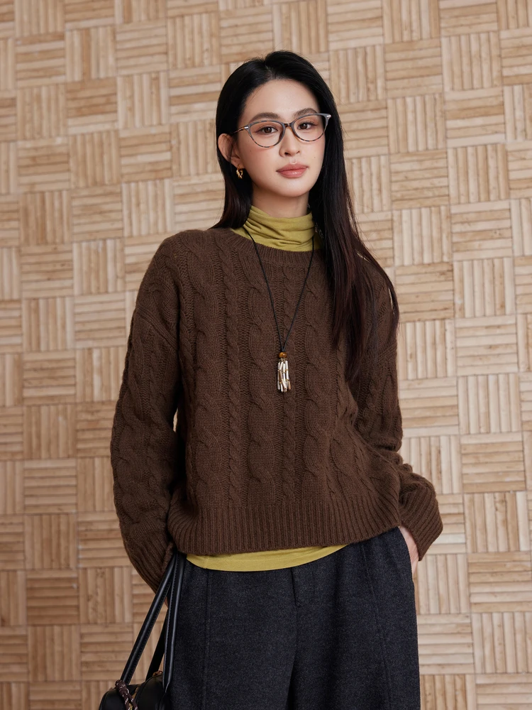 

Исцеляющий шерстяной вязаный свитер ручной работы Camere, женский круглый свитер Ne Coarse Needle Twist Flower, мягкий зимний свитер Ele Sle...