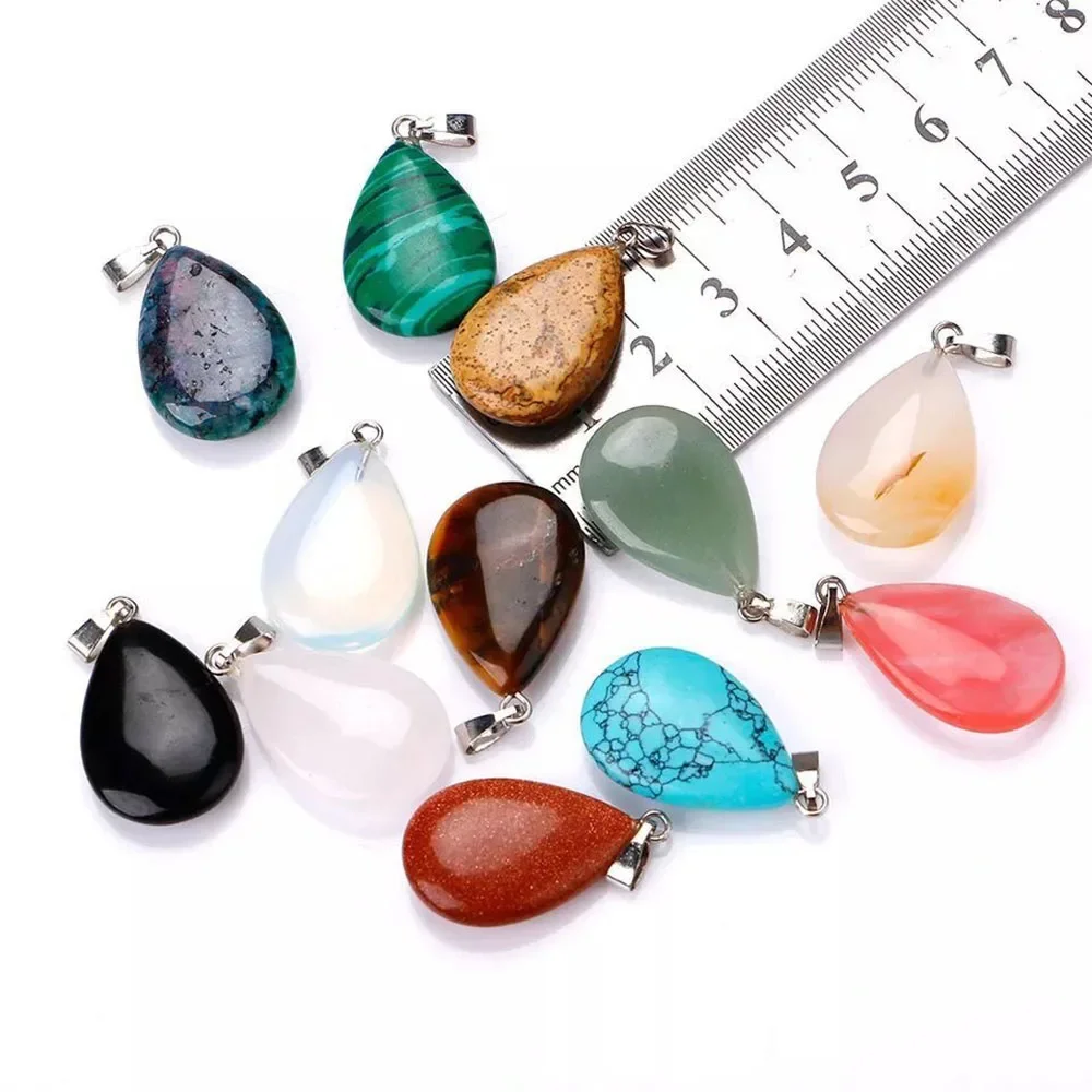 1pcs   Red Jasper  Sand natural crystal stone necklace teardrop pendant