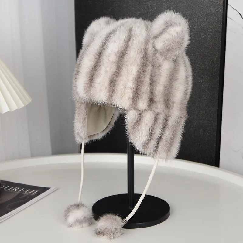 Real wool water hats for women to keep warm and protect ears children parents adults