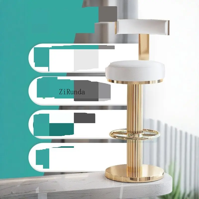 Sedia da bar nordica moderna leggera e lussuosa con sgabello alto per un sollevamento stabile della sedia con schienale