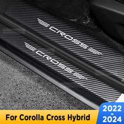Car Door Sills Scuff Plate Threshold Protector Interior Imitation Carbon Fiber Sticker Accessories For Corolla Cross Hybrid 2023