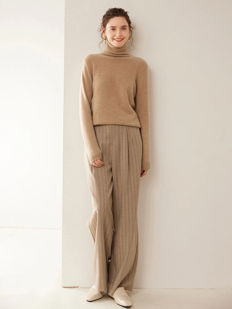 

Женский свитер из 100% кашемира, водолазка, пуловер, осень-зима, базовый кашемировый свитер с длинными рукавами, мягкий теплый трикотаж, топы