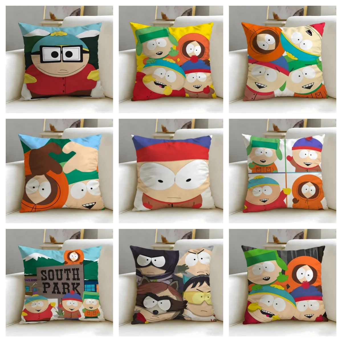 1 Stück South Park Kissenbezug, Polyester, 2D-doppelseitiger Druck, klassischer Cartoon-Charakter-Kissenbezug, dekorativer Überwurfkissenbezug für