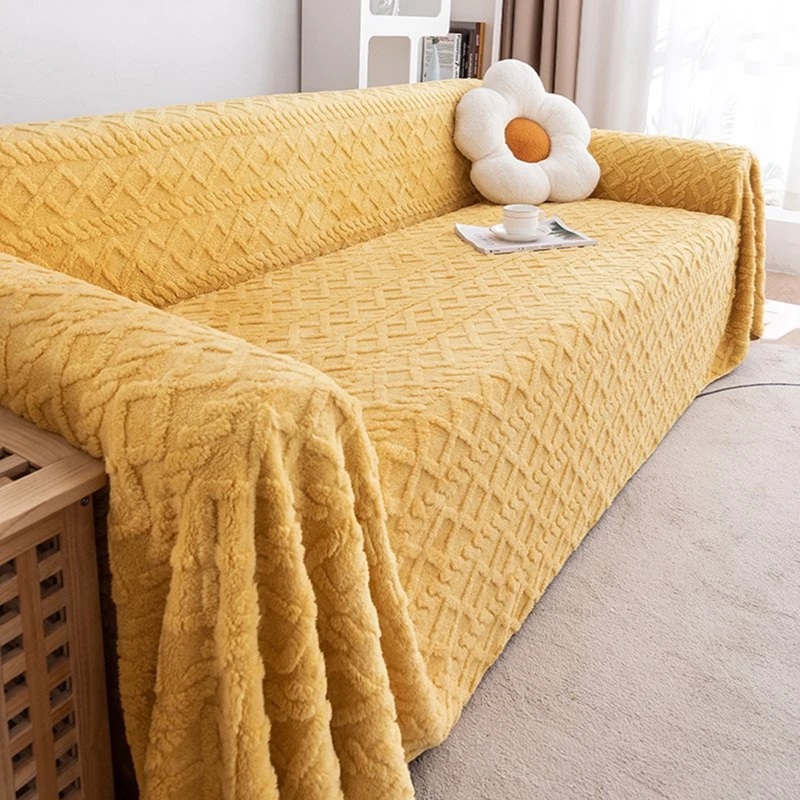 أريكة جاكار محبوكة على الوجهين رمي فاخر المخملية متماسكة عكسها الغلاف تغطية كاملة معزول غطاء أريكة قابل للتمدد #2