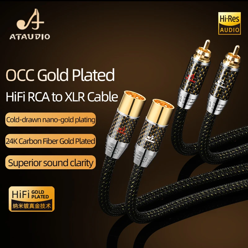 HiFi 2RCA to 2XLR Audio Cable Dual XLR to Dual RCA Balanced Cable OCC Gold Wire for Amplifier Mixer Microphone