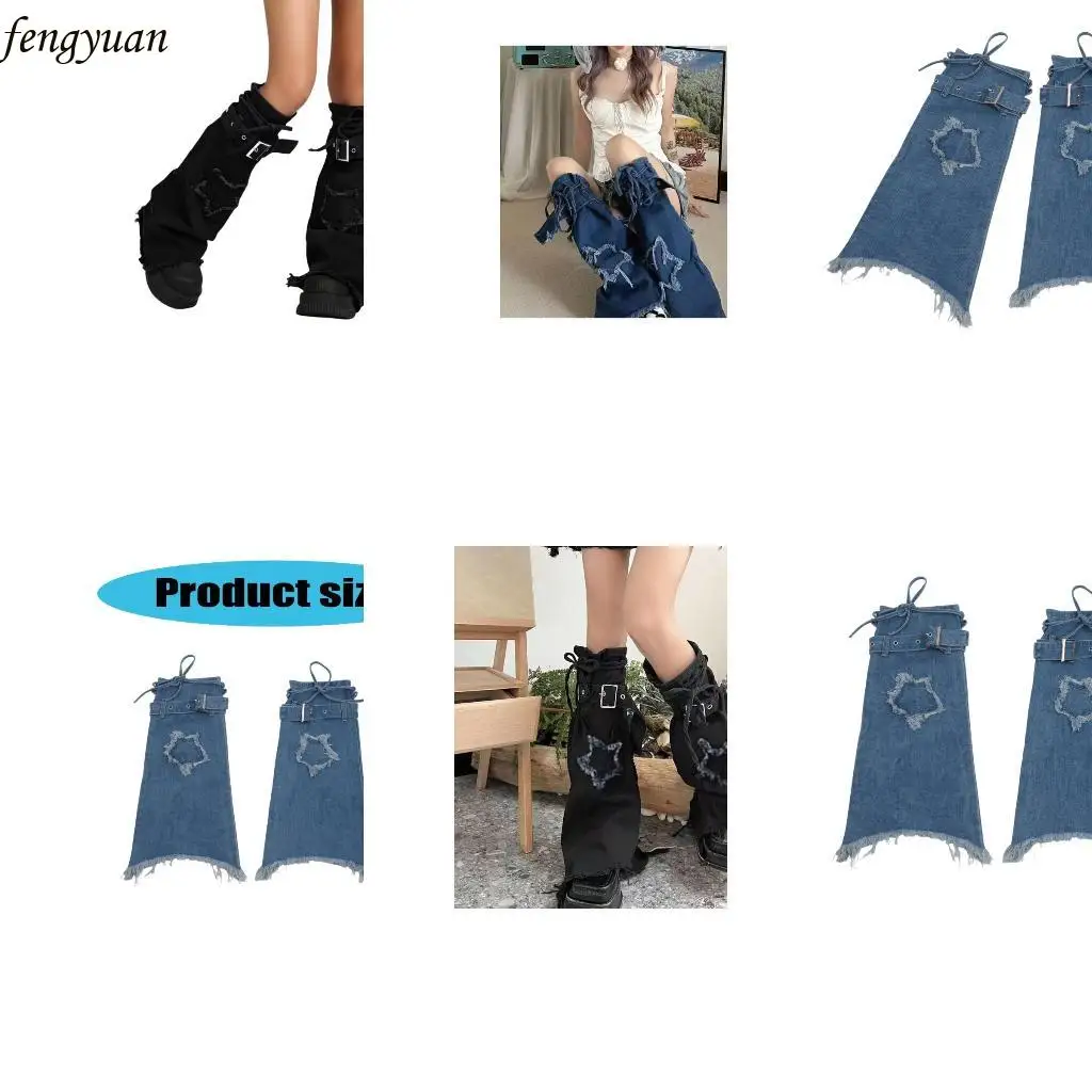 

B2QE Женские сладкие прохладные теплые ноги Harajuku Denims Носки для ботинок расклеили длинные носки