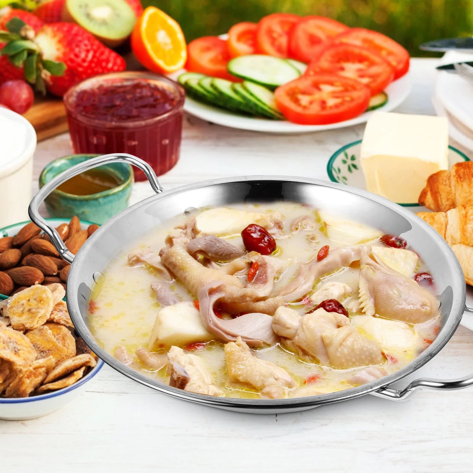 

Stainless Steel Dry Pot Non Magnetic Small Hot Pot 20cm Wok Kitchen Metal Wok Tool Cookware