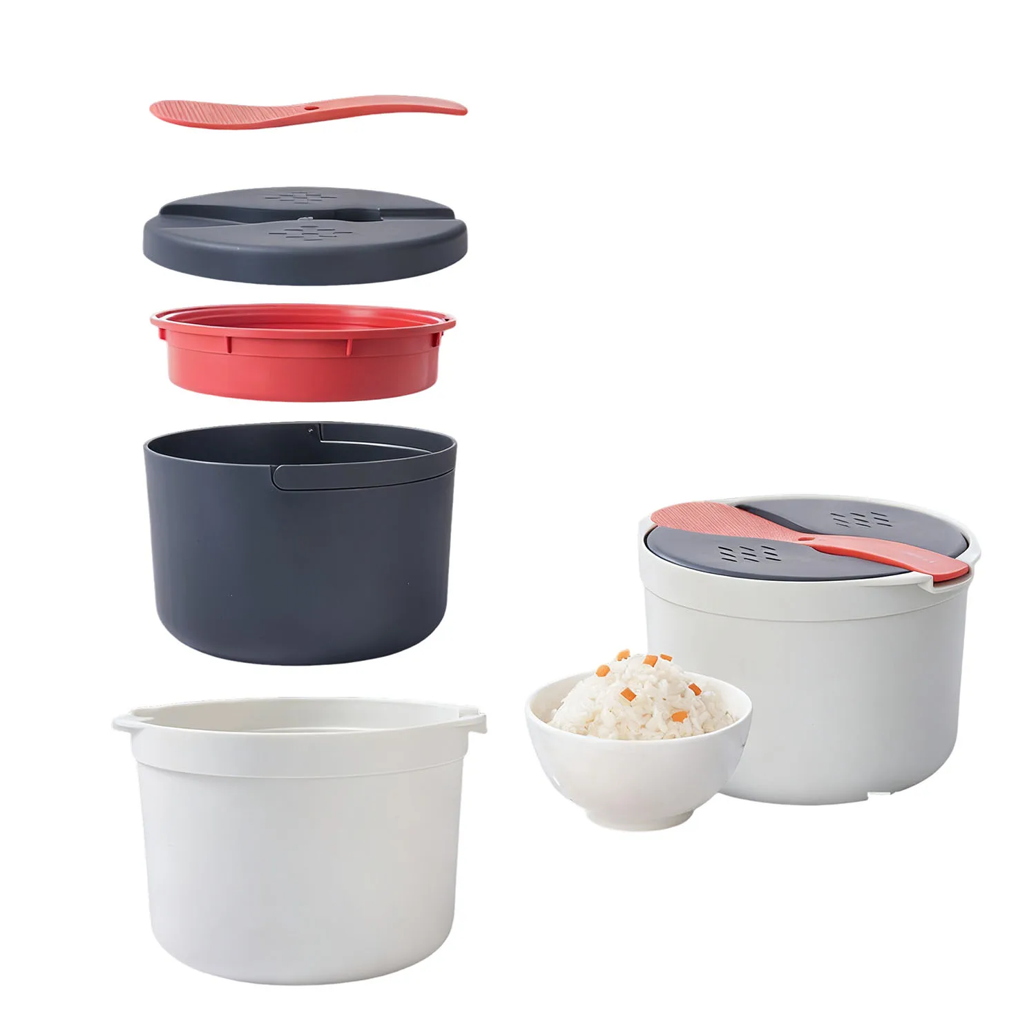

Microwave Oven Rice Cooker Portable Food Container Multifunction Steamer Rice Cooker Bento Lunch Box Steaming Utensils