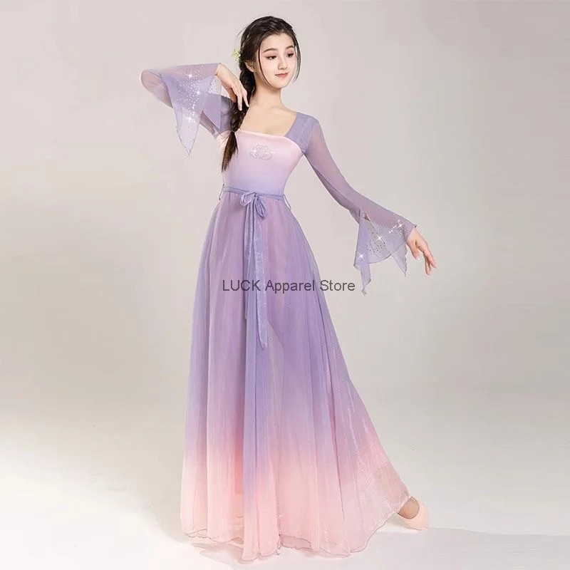 

Super Immortal Classical Dance Gradient Dress Flowing Immortal Spirit Performance Dress Top Chinese Dance Costume Big Swing