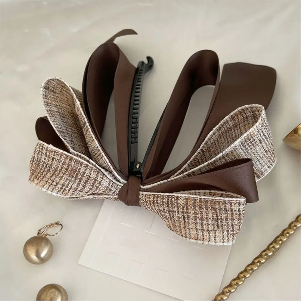 Holder Headdress Resin Fashion Design Party Ribbon Vertical Clip Korean Style Hair Wear Bow Banana Clip Women Hair Accessories