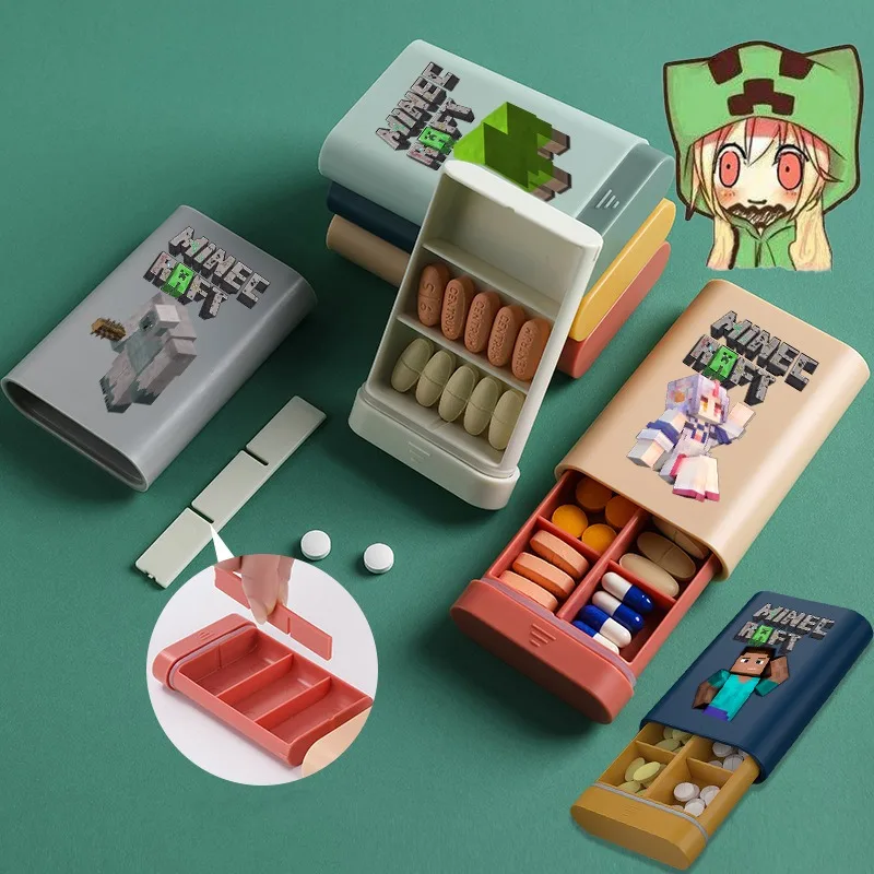 Мини-коробка для лекарств Minecraft, диспенсер для таблеток для путешествий, органайзер для таблеток, чехол для таблеток, контейнер, портативный аниме-отсек, герметичная коробка Мини-коробка для лекарств Minecraft, диспенсер для таблеток для путешествий, органайзер для таблеток, чехол для таблеток, контейнер, портативный аниме-отсек, герметичная коробка