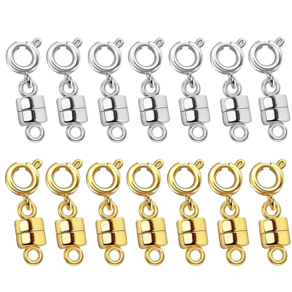 Magnetic Necklace Clasps and Closures,Golden and Silvery Plated Jewelry Clasps Converters for Bracelet Necklaces Chain