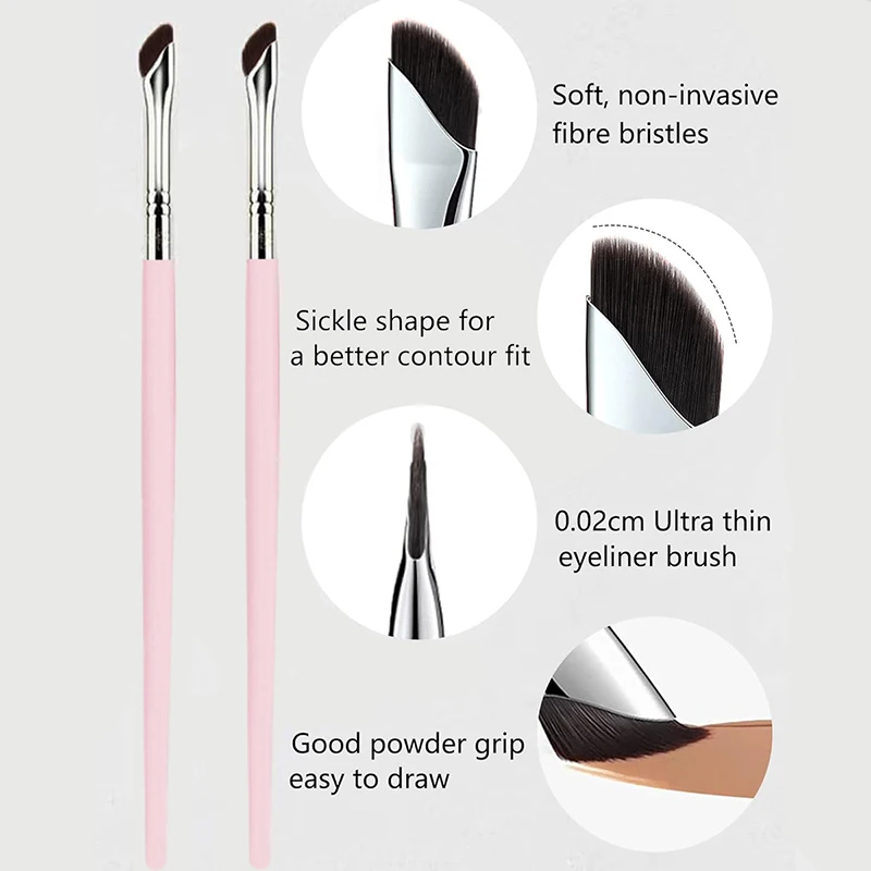 Rosa Klinge Eyeliner ultra dünne feine Winkel flache Augenbrauen Pinsel unter den Augen platzieren Make-up Pinsel präzise Detail Pinsel