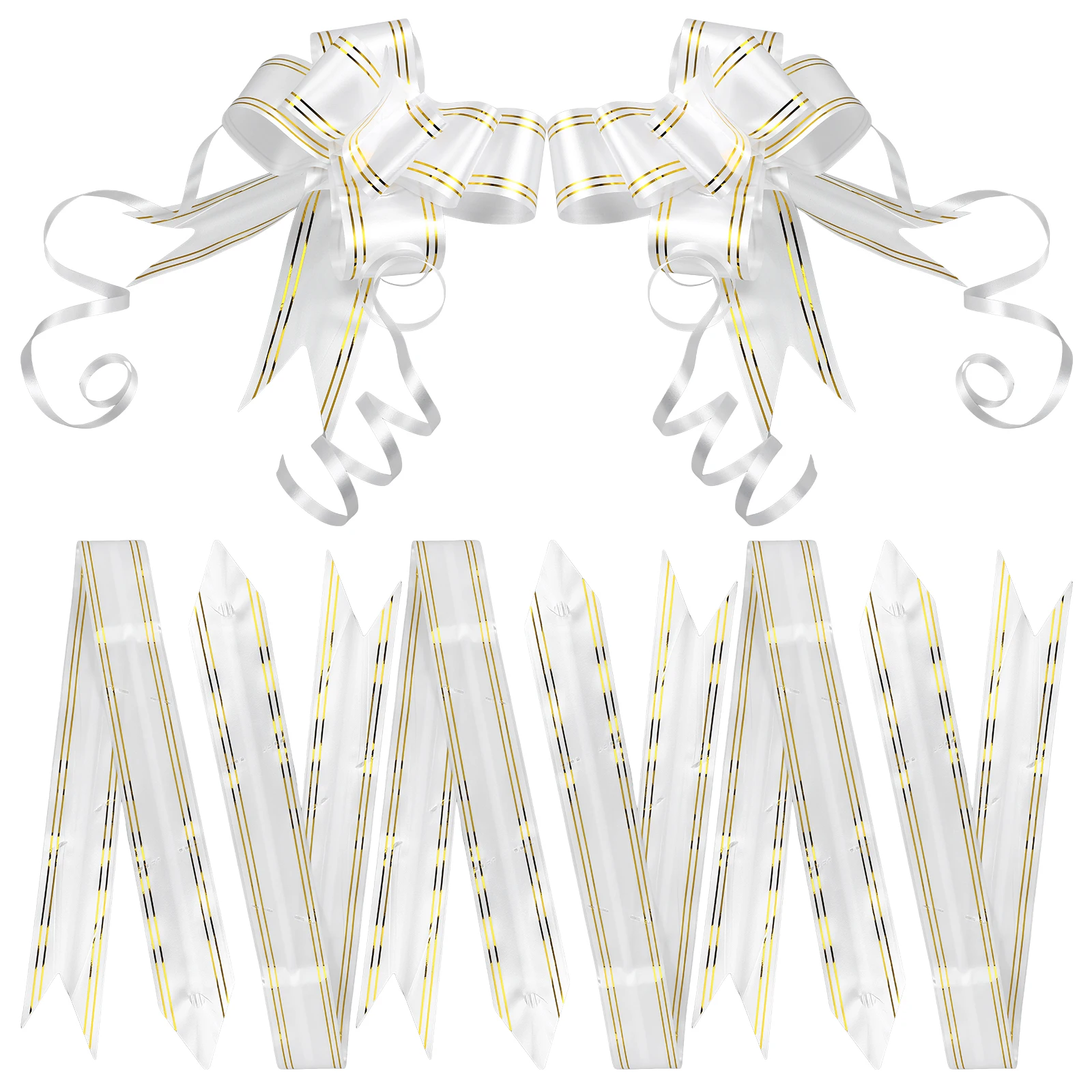 

100 Pcs Gold Edge Hand Drawn Flower Pull Bows 4 5cm White Plastic Gift Wrapping Ribbons Wedding Decorative Boxes