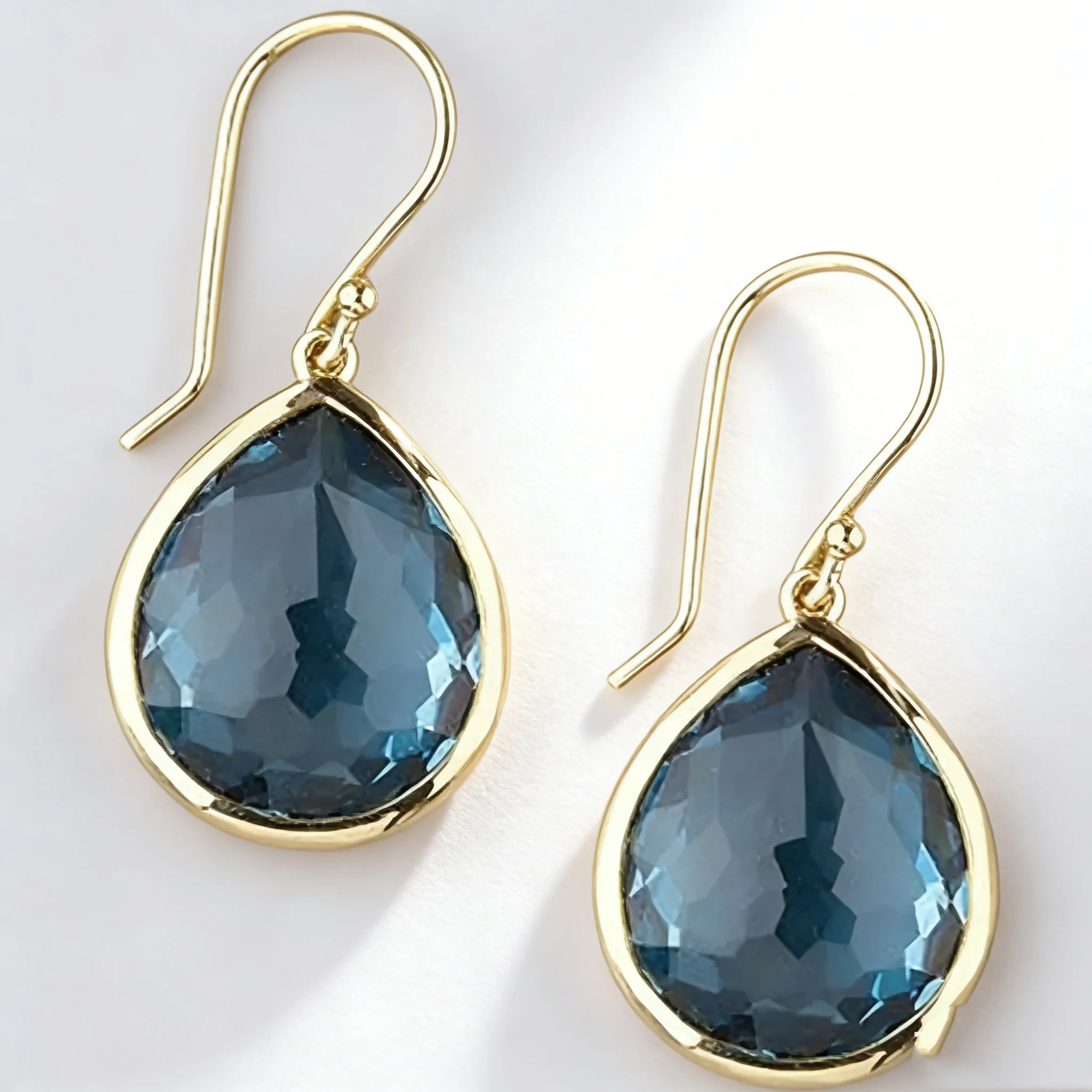 Trendy Water Drop Sea Blue Zircon Stones Earrings Exquisite Gold Color Metal Engagement Wedding Dangle Earrings for Women